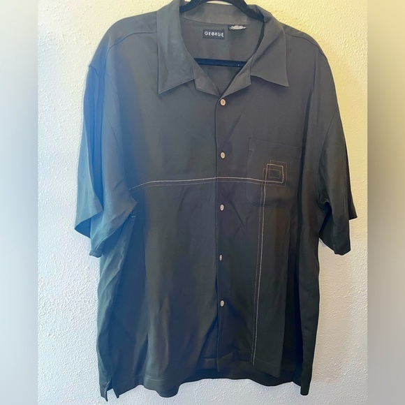 George Other - George Short Sleeve Shirt Mens XL 46-48 Business Button Up Casual Green